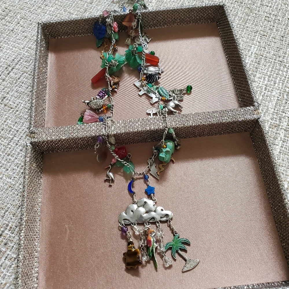 Vintage Lucy Issacs Sterling Rainforest Necklace - Picture 3 of 16